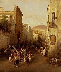 Scène du petite ville sicilienne à des pieds du Etna.