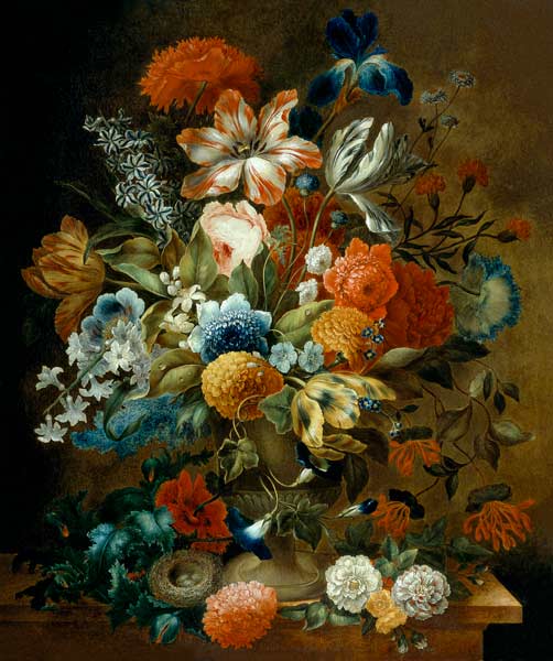 Flower Still Life with Bird Nest à Ottmar l'Ancien Elliger