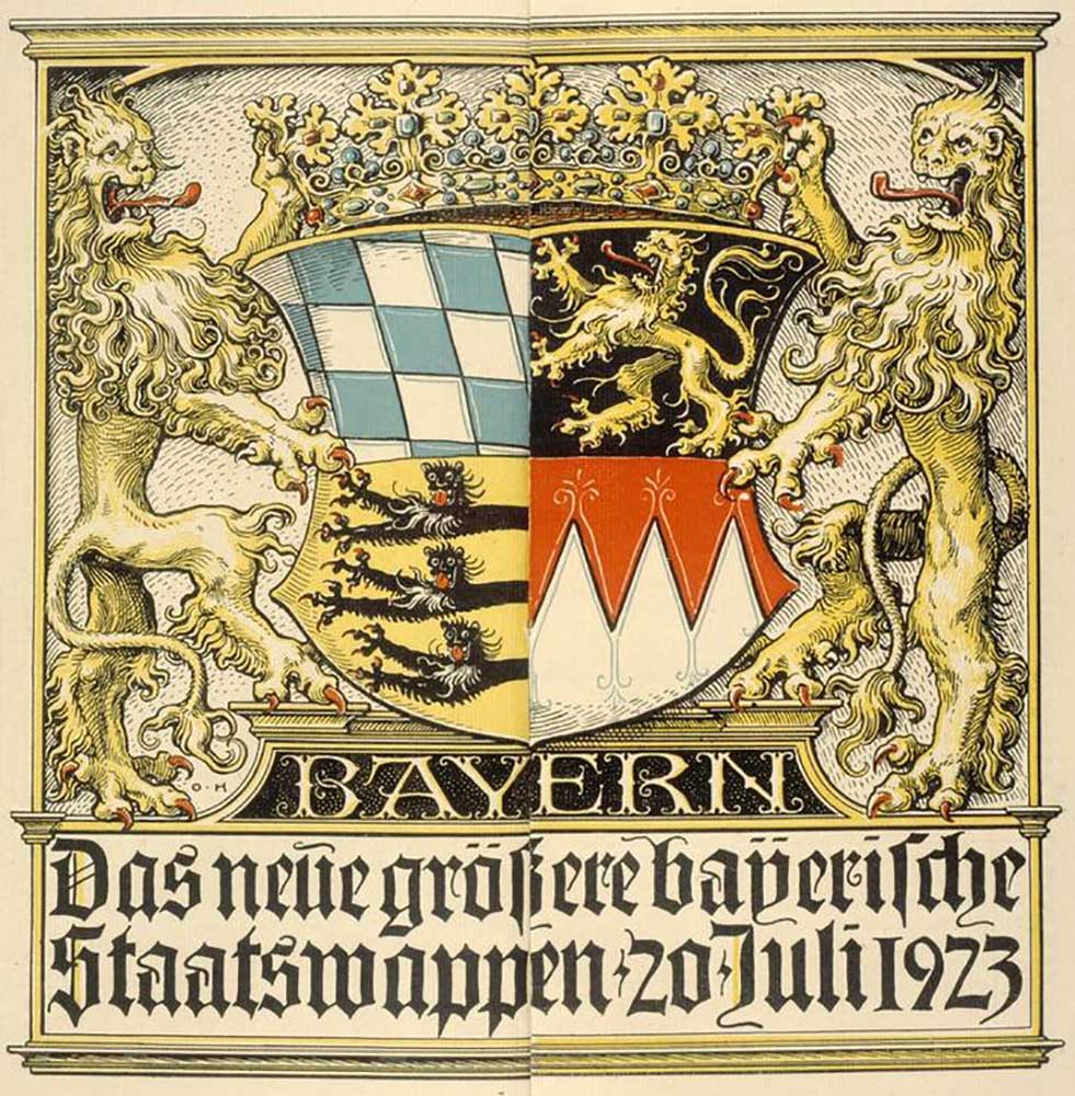 The new larger Bavarian coat of arms, July 20, 1923 à Otto Hupp