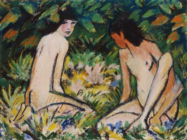 Deux filles dans la verdure à Otto Mueller