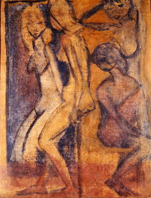 Three Girls, 1922 (oil on canvas) (see 274039 for recto) à Otto Mueller