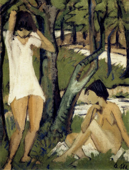Deux filles se baignant (filles en chemise) à Otto Mueller