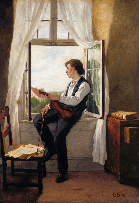 The Violinist by the Window à Otto Scholderer