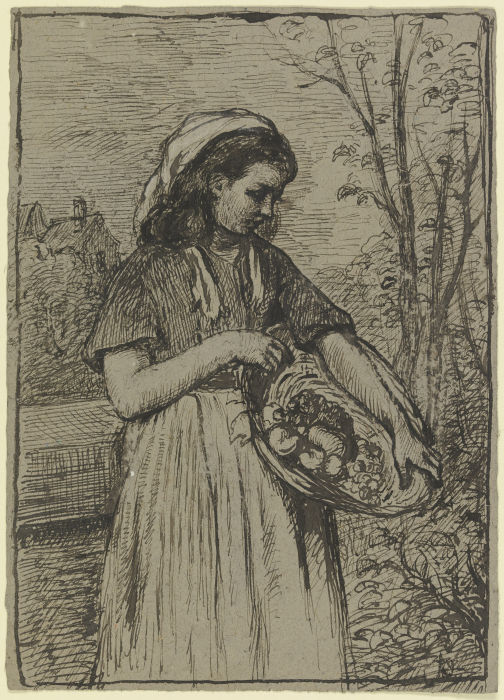 Girl with a fruit basket à Otto Scholderer