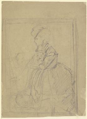 Sitting woman in profile