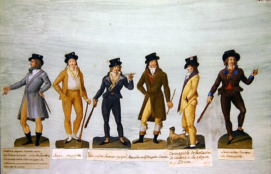 Fol.43 Fashionable dress for men during the period of the French Revolution à P. A. Lesueur