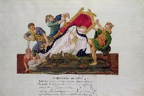 Allegory of the overturning of the throne in France during the French Revolution