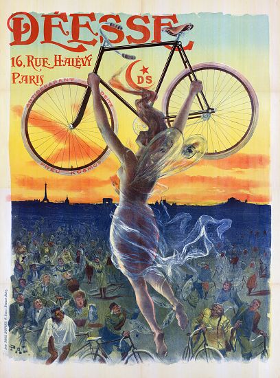 Vintage French Poster of a Goddess with a Bicycle à Pal