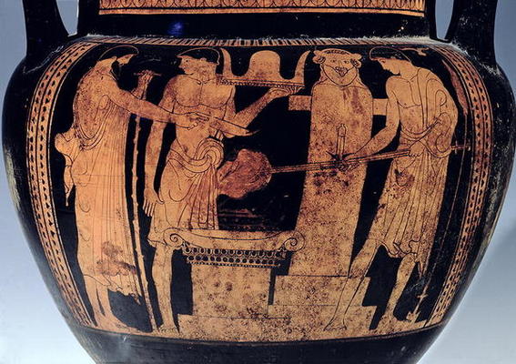 Attic red-figure krater, detail, decorated with a scene of Vulcan's forge, 5th century BC (ceramic) à Pan  Painter