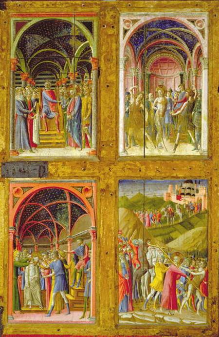 The Birth of the Virgin and Four Saints (tempera & gold leaf on panel) à Paolo  di Giovanni Fei