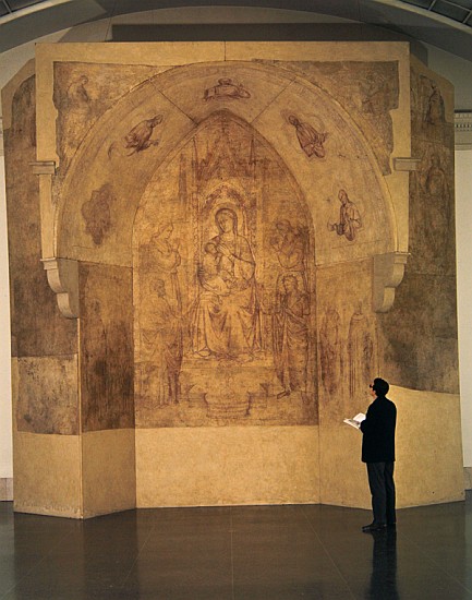 Madonna and Child Enthroned, drawing for a fresco (sinopia on paper) à Paolo di Stefano Badaloni Schiavo