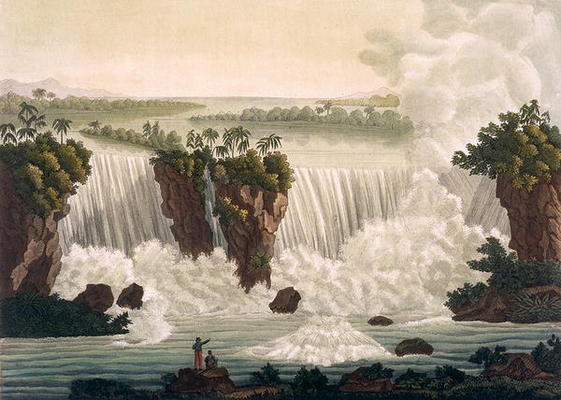 Niagara Falls, 1818, from 'Le Costume Ancien et Moderne', Volume I, plate 30, by Jules Ferrario, pub à Paolo Fumagalli