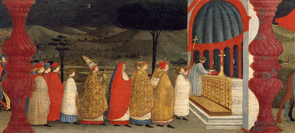 Predella of the Profanation of the Host: The Pope Returning the Consecrated Host to the Altar à Paolo Uccello