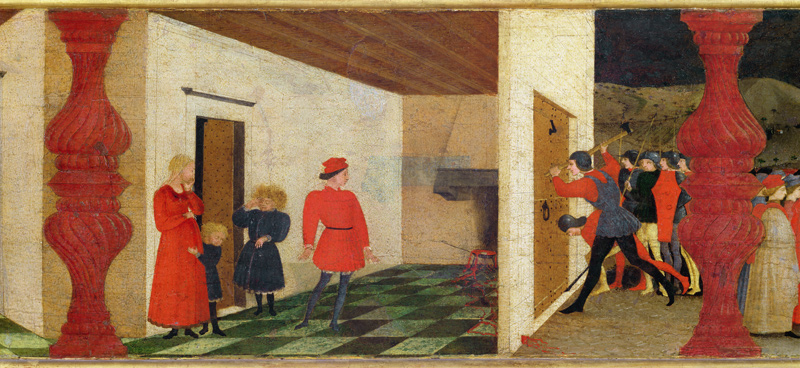 Predella of the Profanation of the Host: The Jewish Pawnbroker Roasting the Consecrated Host in the à Paolo Uccello
