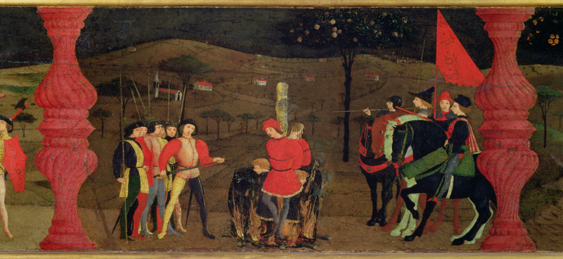 Predella of the Profanation of the Host: The Jewish Pawnbroker and his Family Burned at the Stake fo à Paolo Uccello