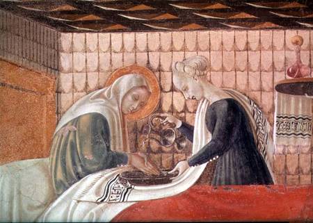 Birth of the Virgin, detail of St. Anne and an attendant à Paolo Uccello