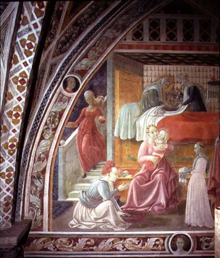 The Birth of the Virgin, detail from the fresco cycle of The Lives of the Virgin and St. Stephen, fr à Paolo Uccello