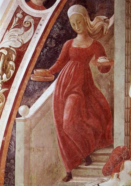The Birth of the Virgin, detail of a maid servant descending a staircase, from the fresco cycle of T à Paolo Uccello