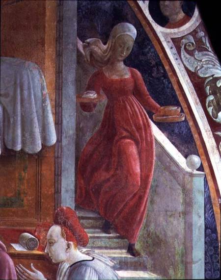 The Birth of the Virgin, detail of a servant girl from the fresco cycle The Lives of the Virgin and à Paolo Uccello