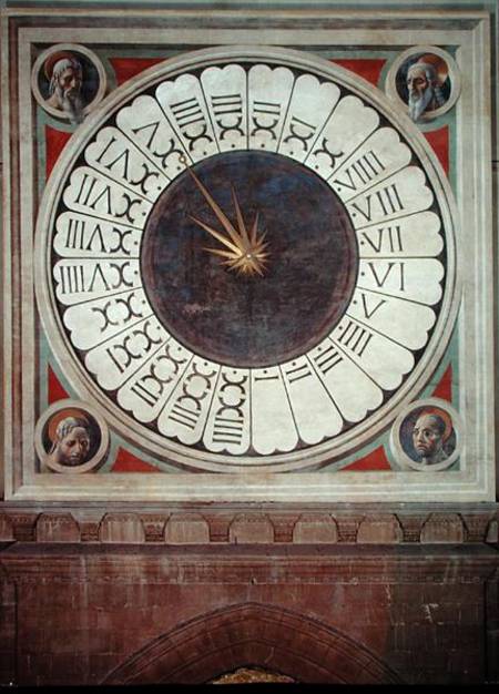 Canonical clock with the heads of four prophets à Paolo Uccello