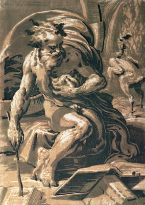 Diogenes, engraved by Ugo da Carpi (1470/80-1532) (chiaroscuro woodcut) à Parmigianino (dit le Parmesan)