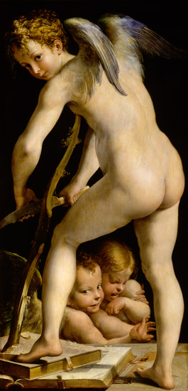 Amor pliant le bois à Parmigianino (dit le Parmesan)