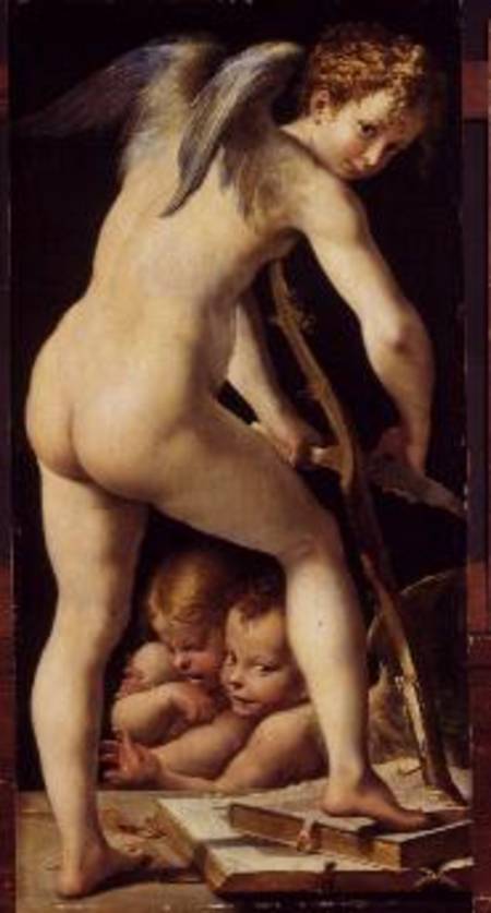 Cupid Carving a Bow à Parmigianino (dit le Parmesan)