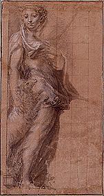 Femme debout avec l'agneau. à Parmigianino (dit le Parmesan)