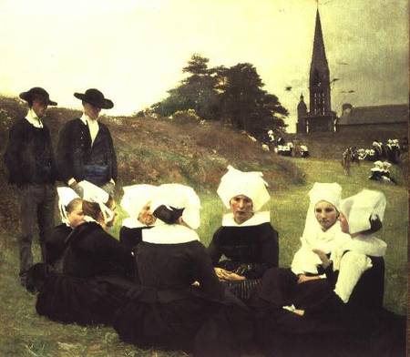 Breton Women Sitting at a Pardon à Pascal A.J. Dagnan-Bouveret