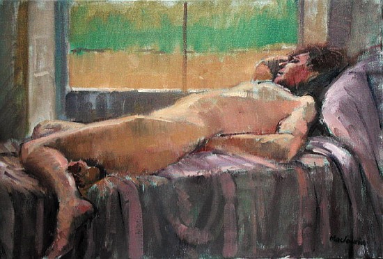 Reclining Nude (oil on canvas)  à  Pat  Maclaurin