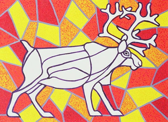 Reindeer on Stained Glass  à Pat  Scott