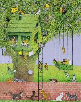 Cat Tree House, (acrylic on canvas) 