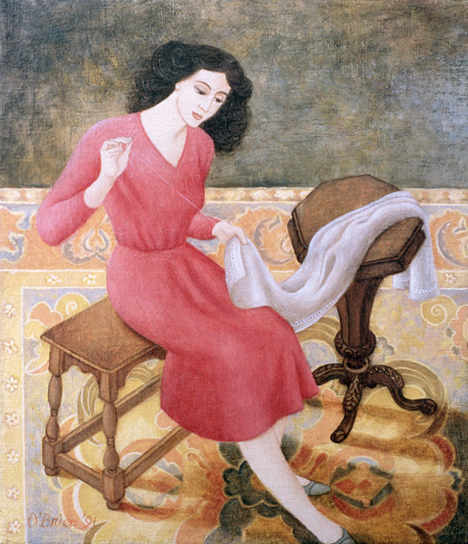 Girl Sewing, 1991  à Patricia  O'Brien