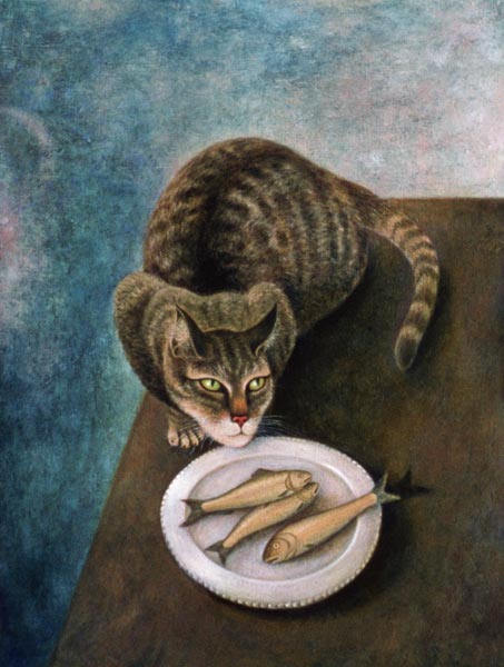 Emily with Three Trout (oil on canvas)  à Patricia  O'Brien