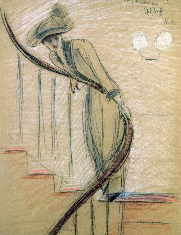 The Staircase (crayon on paper) à Paul Cesar Helleu