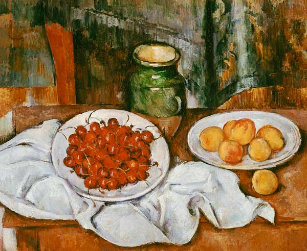 Nature morte avec cerises et pêches à Paul Cézanne
