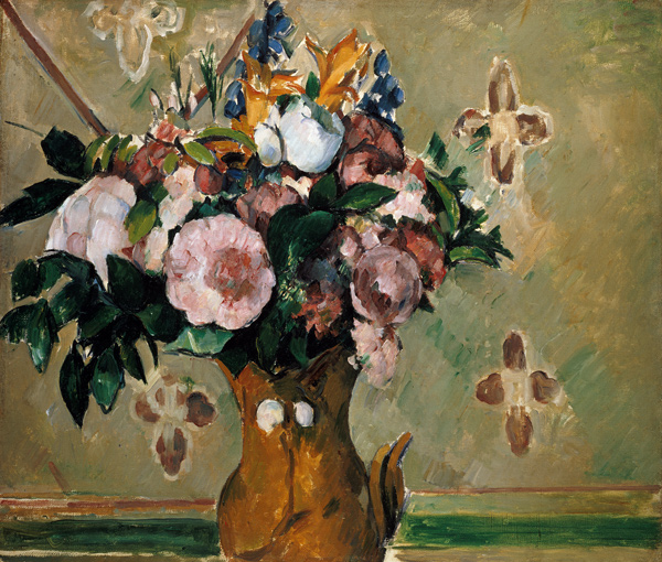 Botte de fleurs dans un vase I brun. à Paul Cézanne