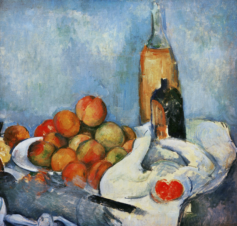Bottles and peaches à Paul Cézanne