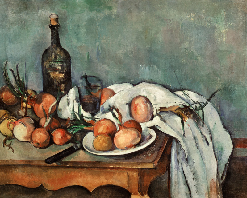 Nature morte avec oignons à Paul Cézanne
