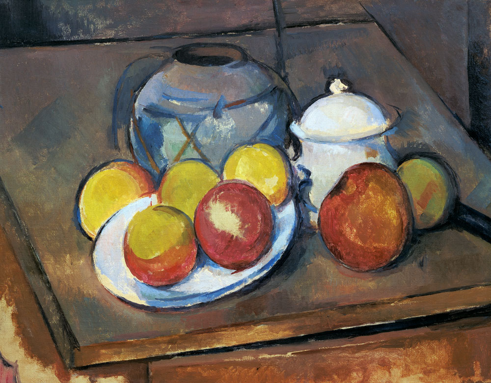 Vase, Sugar Bowl and Apples à Paul Cézanne