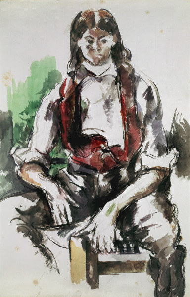 Young man with Red Vest à Paul Cézanne