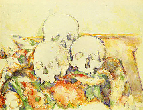 nature morte avec trois crânes morts à Paul Cézanne