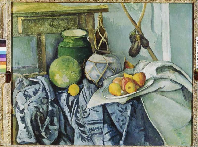 nature morte avec le pot de gingembre et des aubergines à Paul Cézanne
