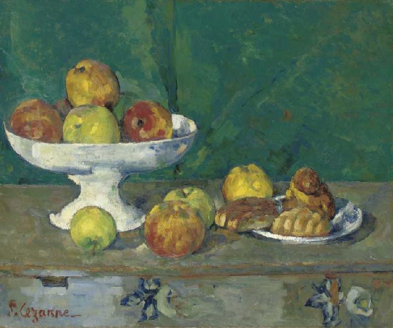Stillleben mit Äpfeln und kleinen Kuchen à Paul Cézanne