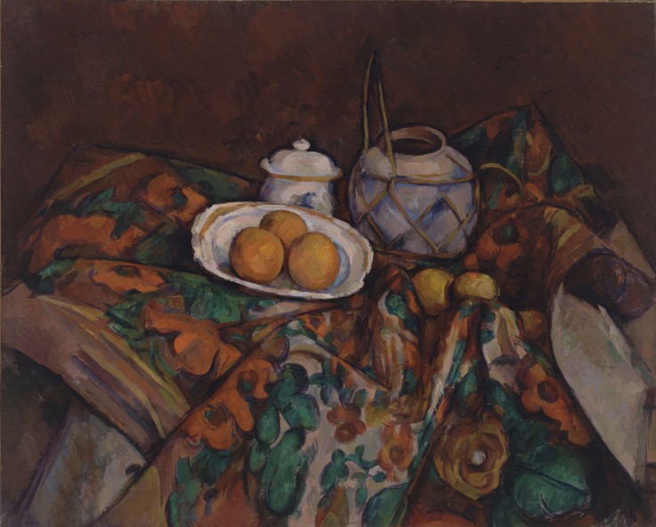 Still Life with Ginger Jar, Sugar Bowl and Oranges à Paul Cézanne