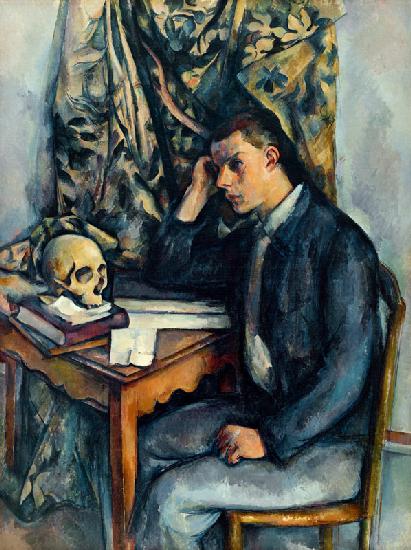 Young man with skull