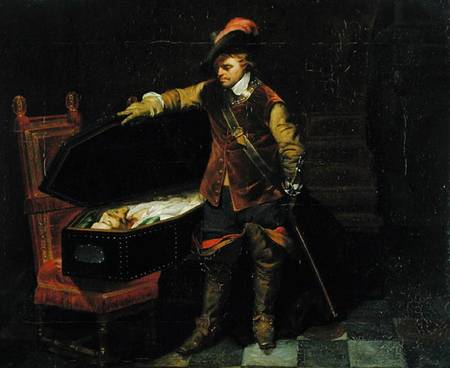 Oliver Cromwell (1599-1658) with the Coffin of Charles I (1600-49) à Hippolyte (Paul) Delaroche