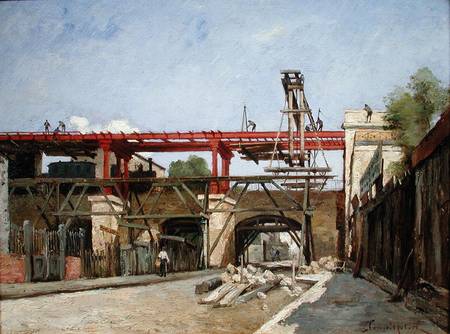 Workers Raising the Ring Road Railway Tracks on the Bridge of the Rue de la Voute, Paris à Paul Desire Trouillebert