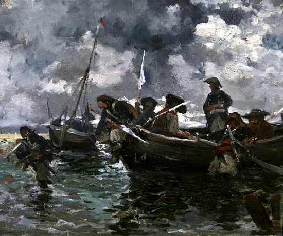 War scene at sea à Paul Emile Boutigny
