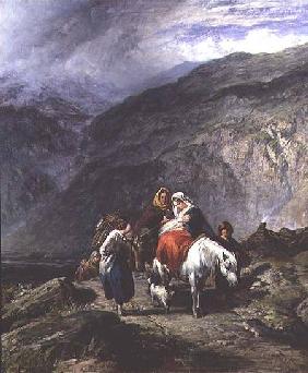 Gypsy family on a mountain track